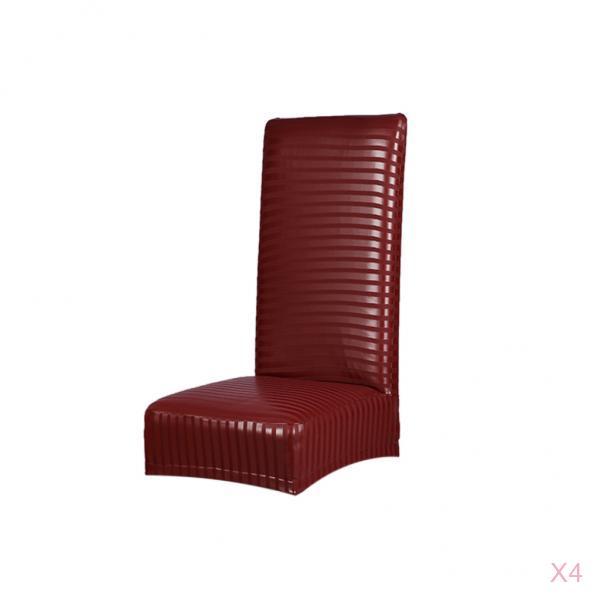 4 Pieces Chair Covers PU Leather Spandex Seat Cover Wedding Banquet Decor