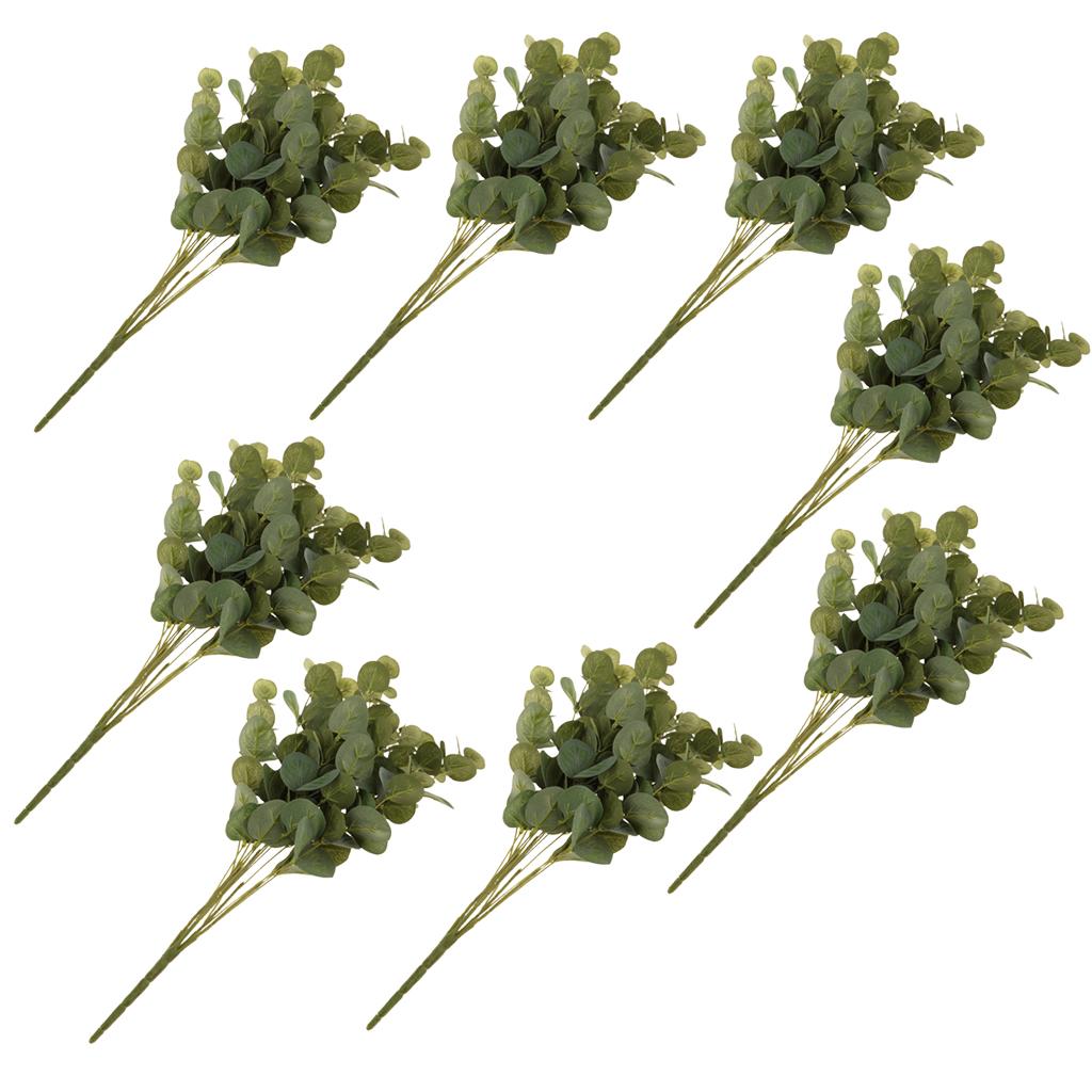 8 pieces Artificial Flower Eucalyptus Leaves Bouquet Wedding Floral Decor