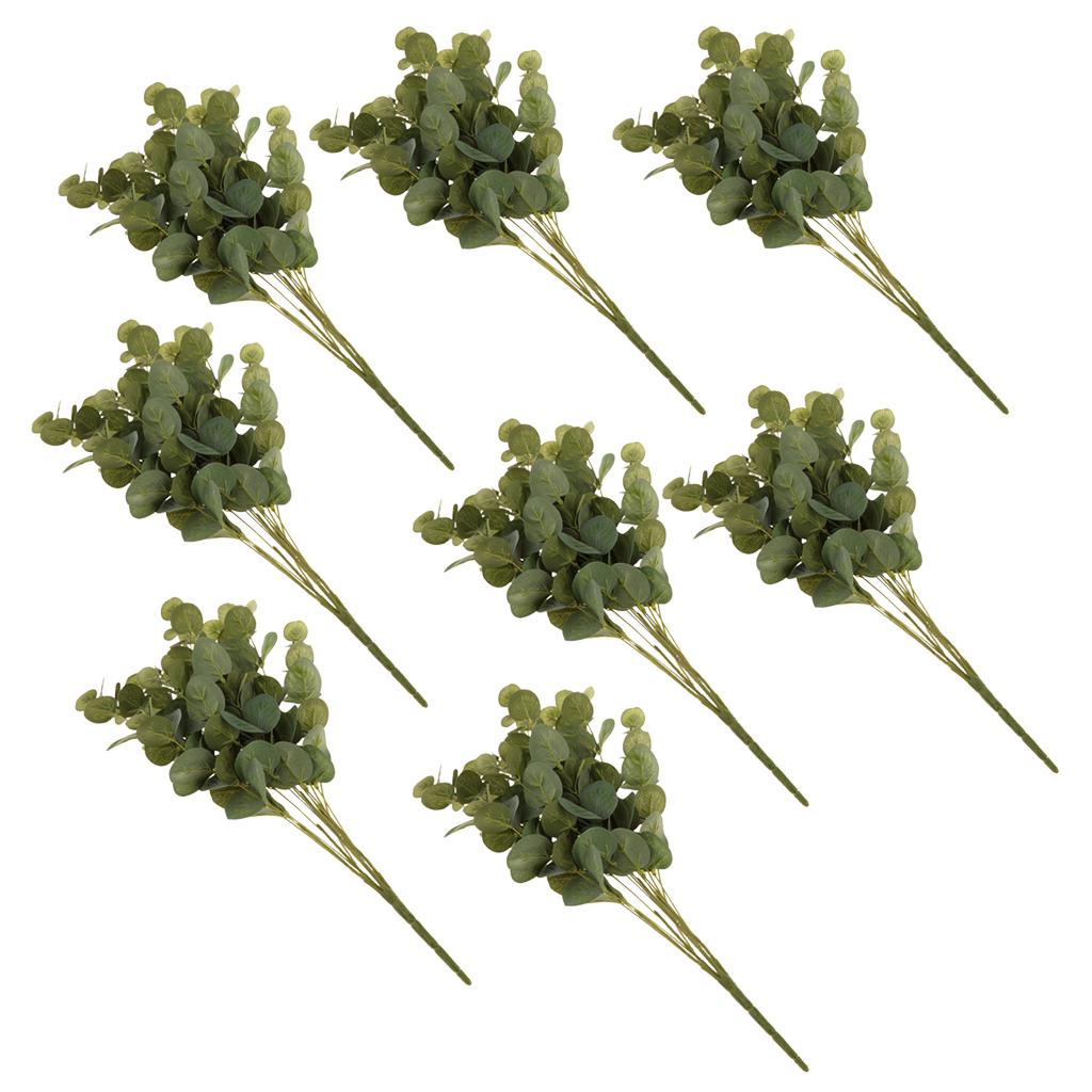 8 pieces Artificial Flower Eucalyptus Leaves Bouquet Wedding Floral Decor