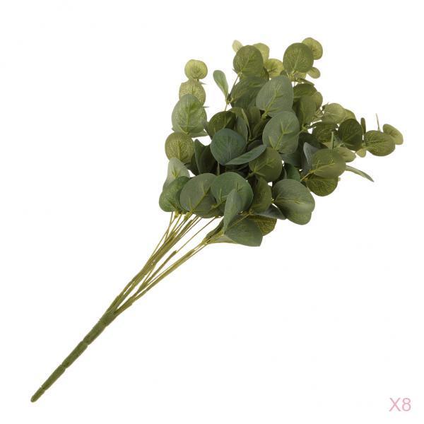 8 pieces Artificial Flower Eucalyptus Leaves Bouquet Wedding Floral Decor