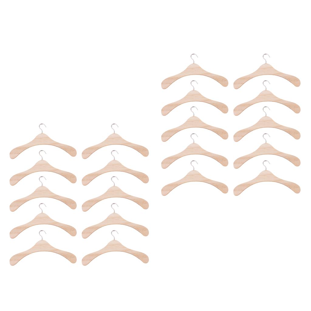 20 Pieces 15cm Wooden Clothes Hanger Metal Hook for BJD SD17 Uncle Dolls