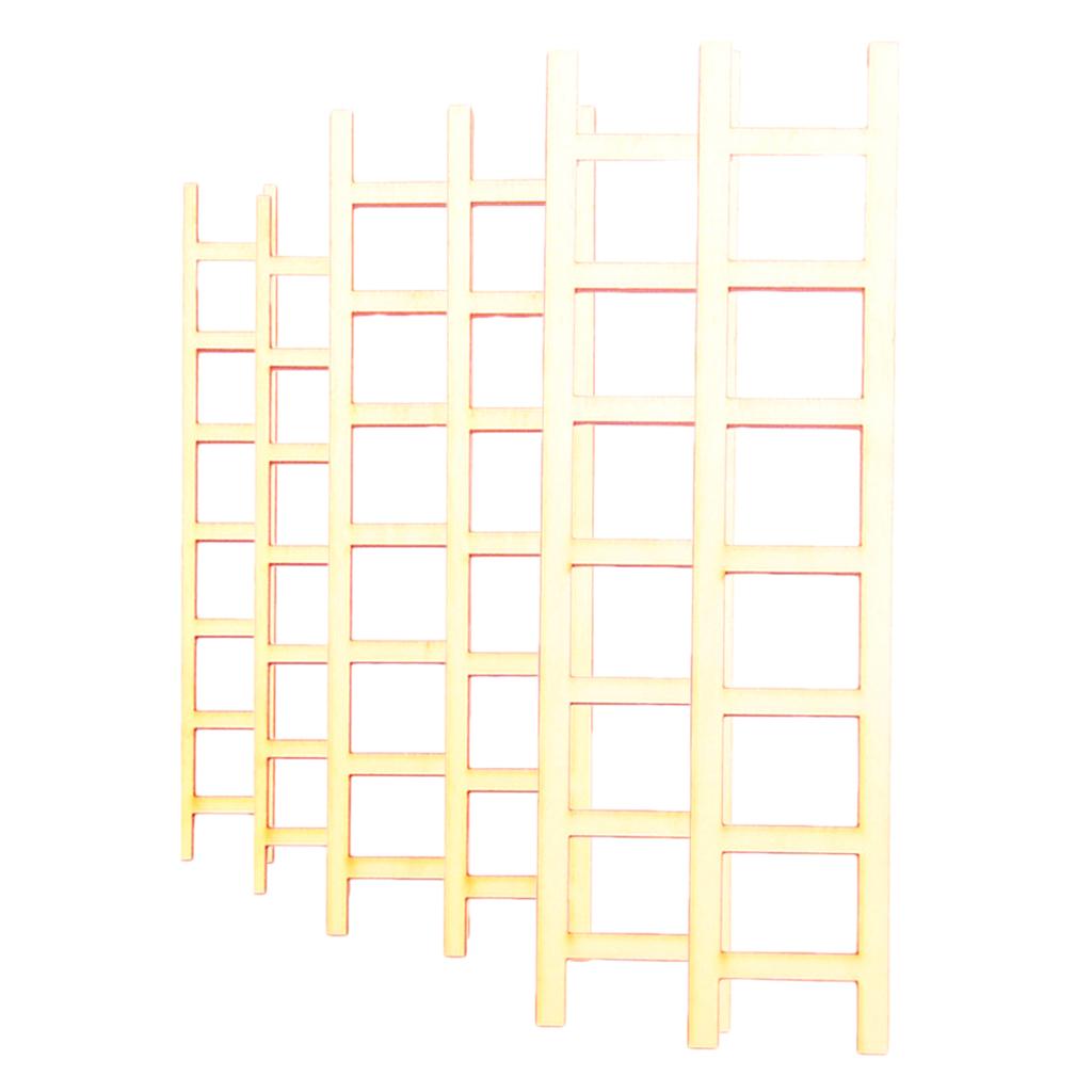 6/set Mini Wooden Ladder Doll House Wood Craft Art DIY Supply Embellishment
