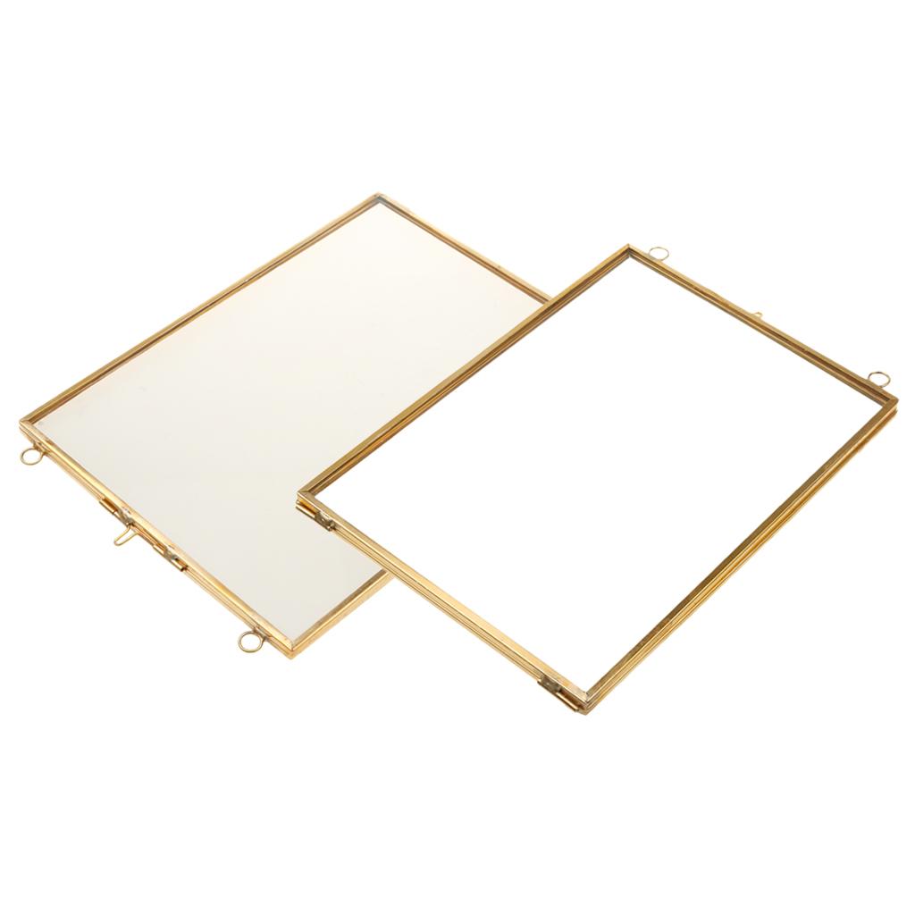 2 Antique Brass Glass Picture Photo Frame Hanging Retro Portrait 5x7in 6x8in