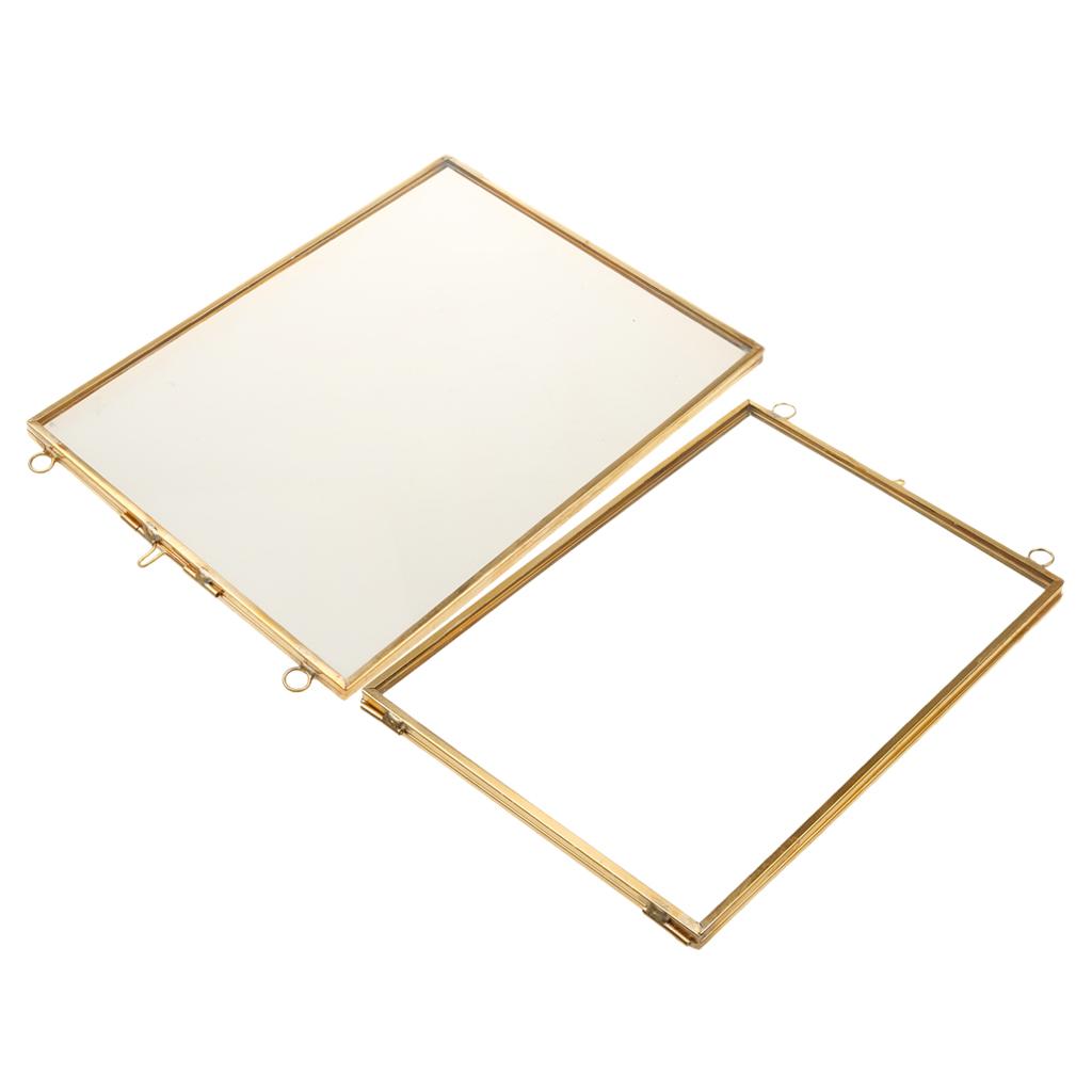 2 Antique Brass Glass Picture Photo Frame Hanging Retro Portrait 5x7in 6x8in