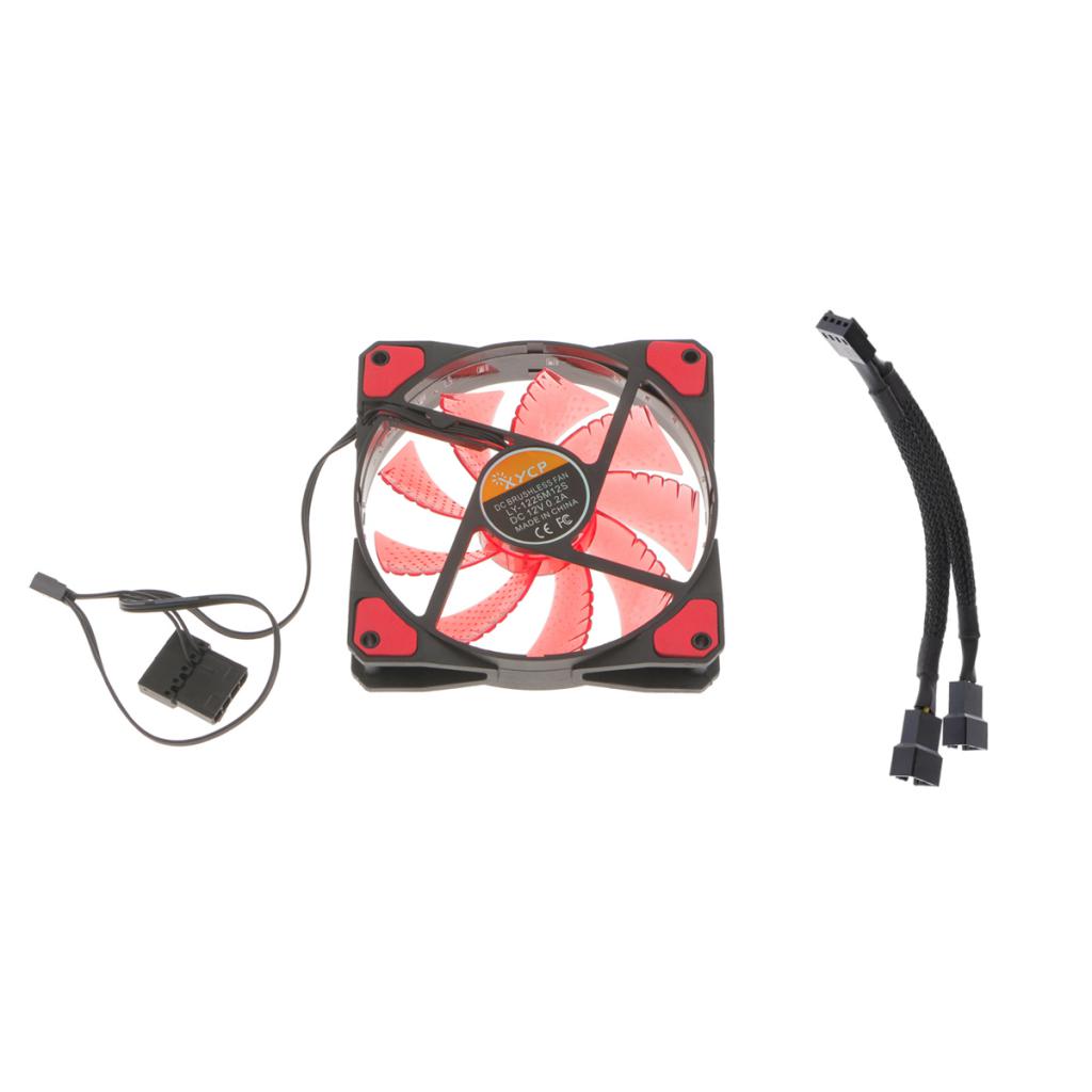 3/4Pin 15 LED 120mm PC Case CPU Cooling Fan+4pin 2Ways Y Splitter Fan Cable