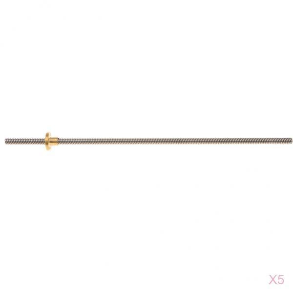 5 Pieces 345mm 3D Printer T8 8mm Lead Screw Rod+ Brass Anti Backlash Nut TR8