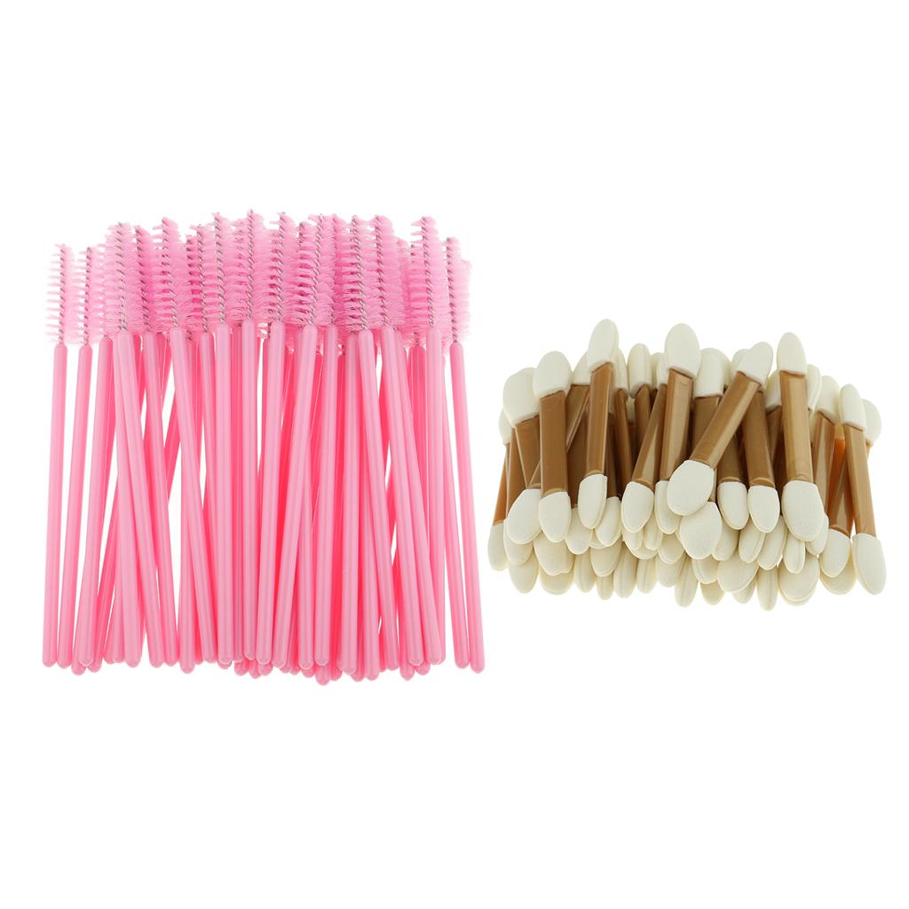 50x Disposable Eyelash Extension Micro Brush Swab+50x Sponge Makeup Brushes
