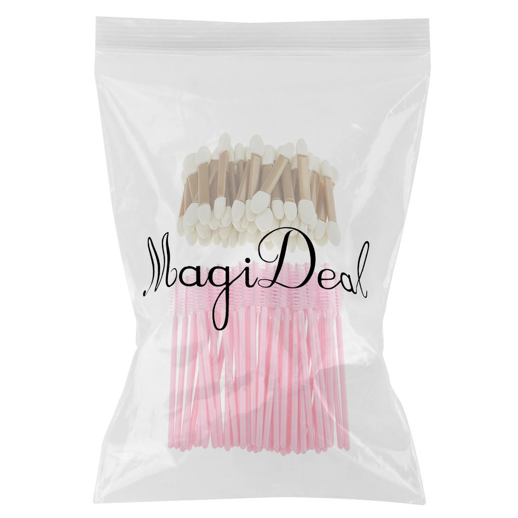 50x Disposable Eyelash Extension Micro Brush Swab+50x Sponge Makeup Brushes