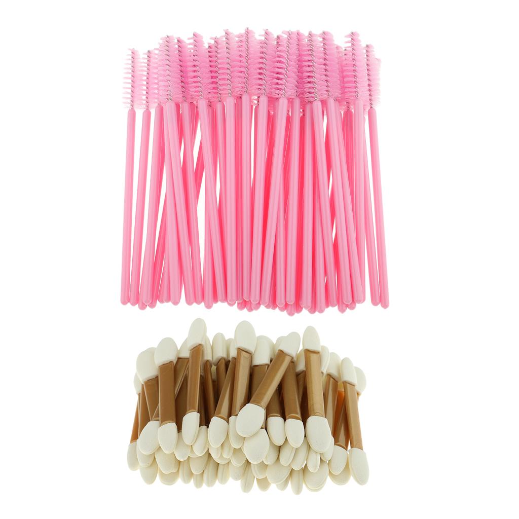 50x Disposable Eyelash Extension Micro Brush Swab+50x Sponge Makeup Brushes