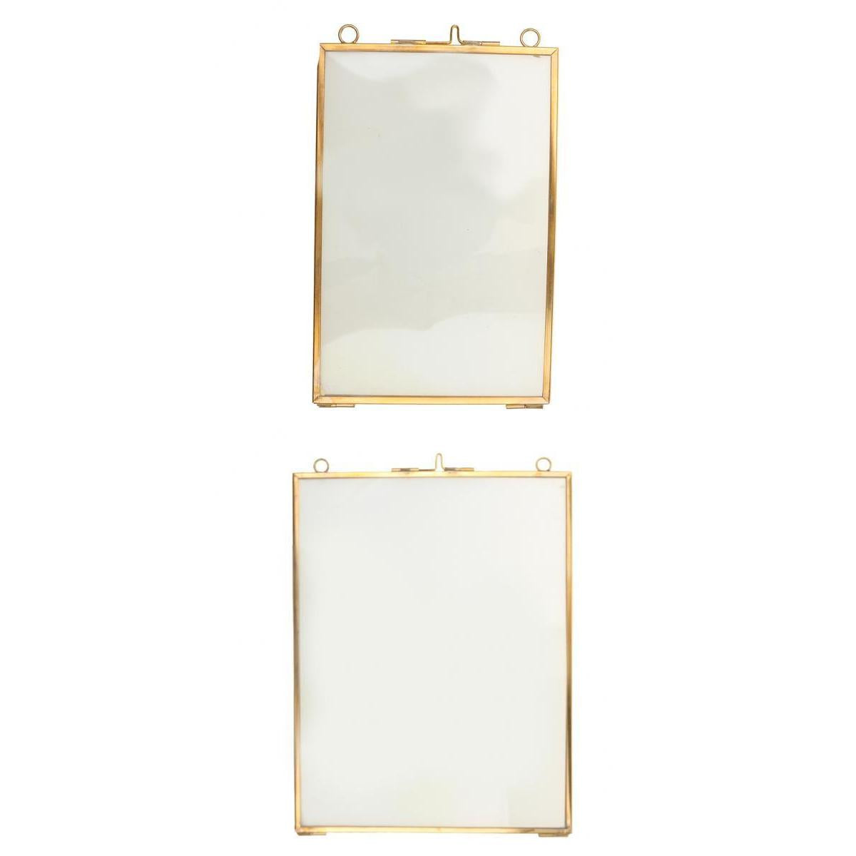 2x Antique Brass Glass Picture Photo Frame Hanging Retro Portrait Party Gift