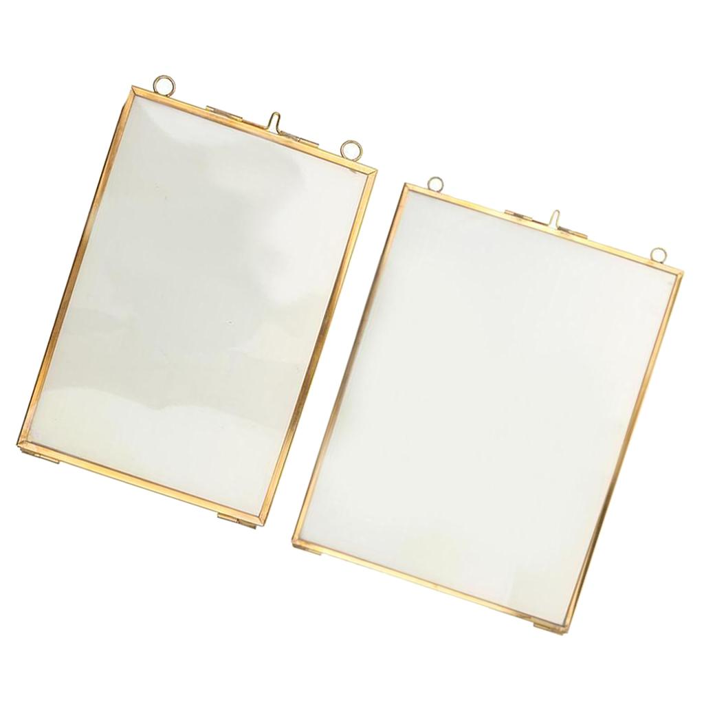 2x Antique Brass Glass Picture Photo Frame Hanging Retro Portrait Party Gift