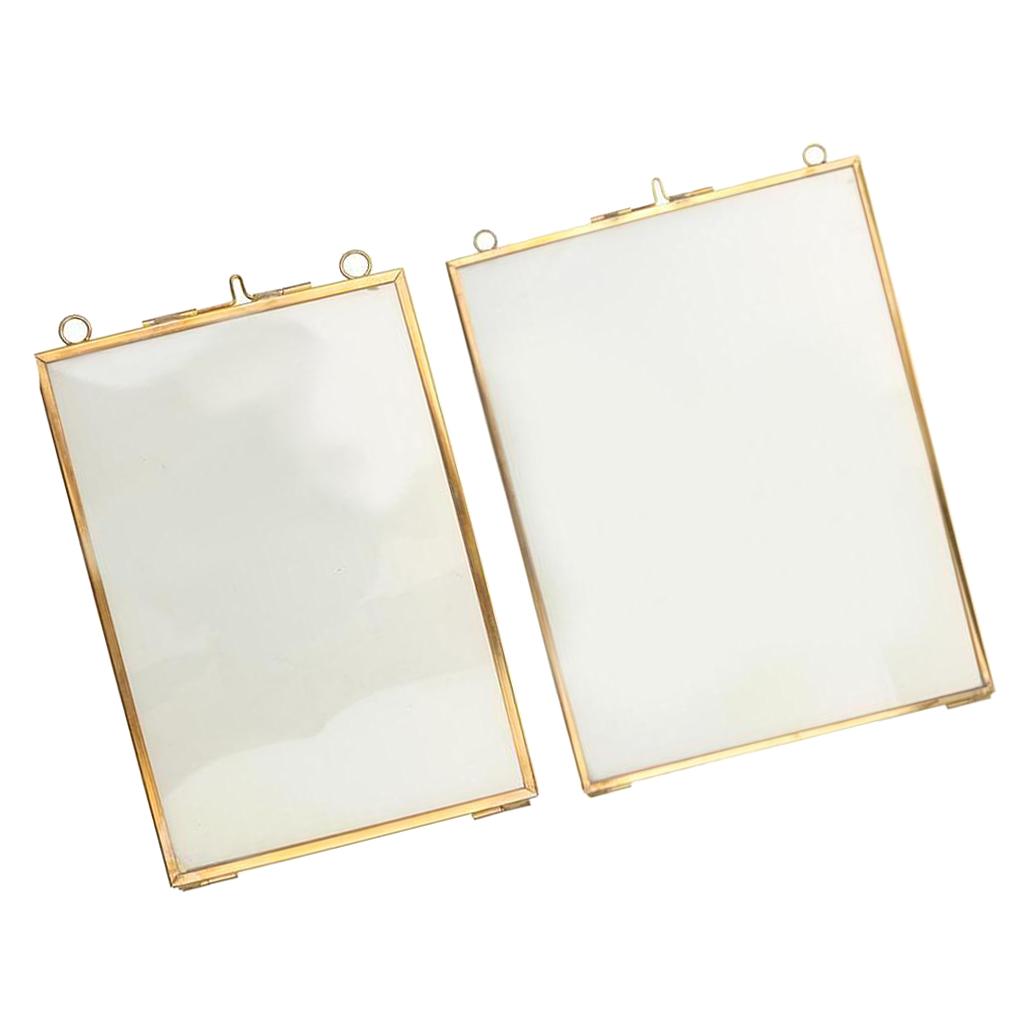 2x Antique Brass Glass Picture Photo Frame Hanging Retro Portrait Party Gift