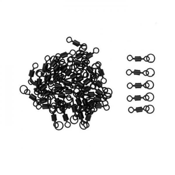 2 x 50Pcs Flexible Ring Matt Black Fishing Swivels for Carp Safety Clips Rig