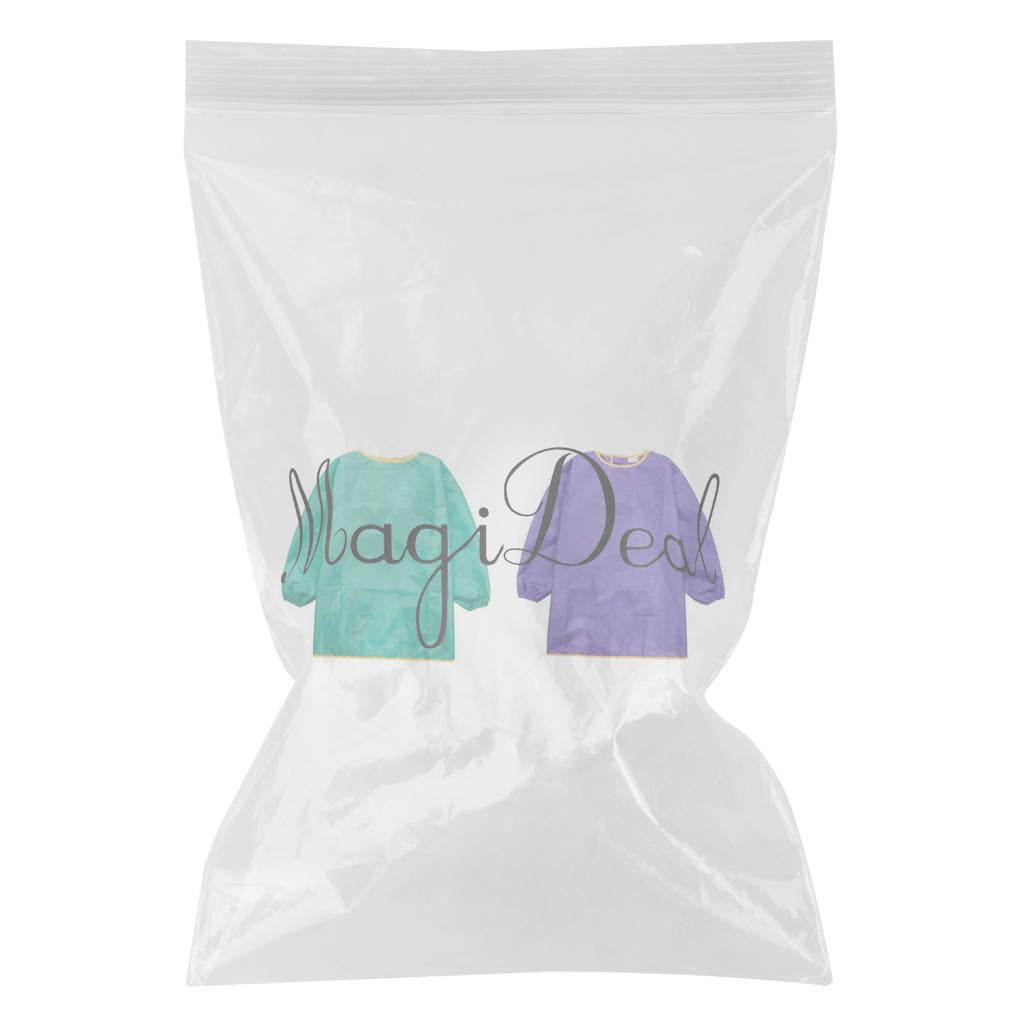 Children Kids Long Sleeve Apron Painting Waterproof Smock L Purple+Green