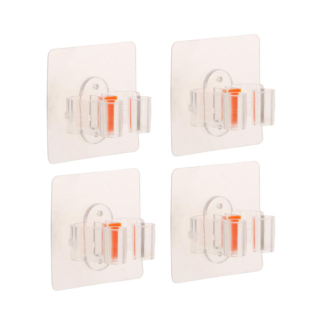 4pcs Self-adhesive Broom Mop Holder Repeating Used Mop Broom Clip Hanger