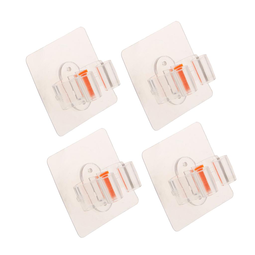 4pcs Self-adhesive Broom Mop Holder Repeating Used Mop Broom Clip Hanger