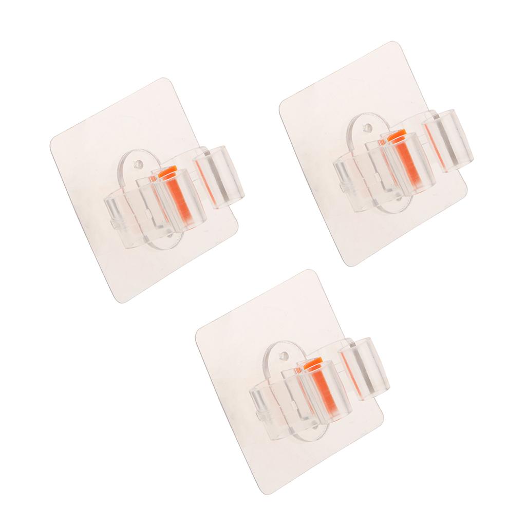 3pcs Self-adhesive Broom Mop Holder Repeating Used Mop Broom Clip Hanger