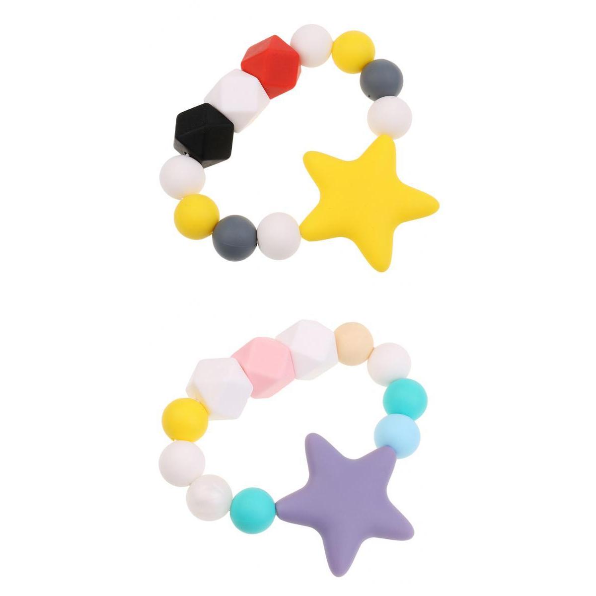 2 Pieces Baby Silicone Teething Chewable Bracelet Toy Teething Beads Chain