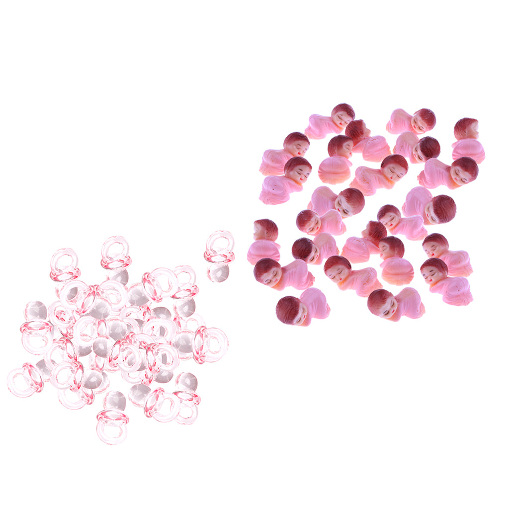 24pcs Mini Sleeping Baby Figures 50pcs Mini Pacifier Charms Baby Shower
