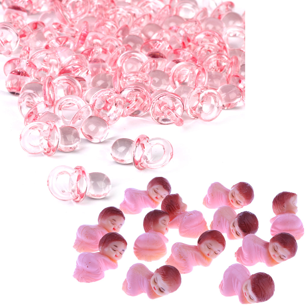 24pcs Mini Sleeping Baby Figures 50pcs Mini Pacifier Charms Baby Shower
