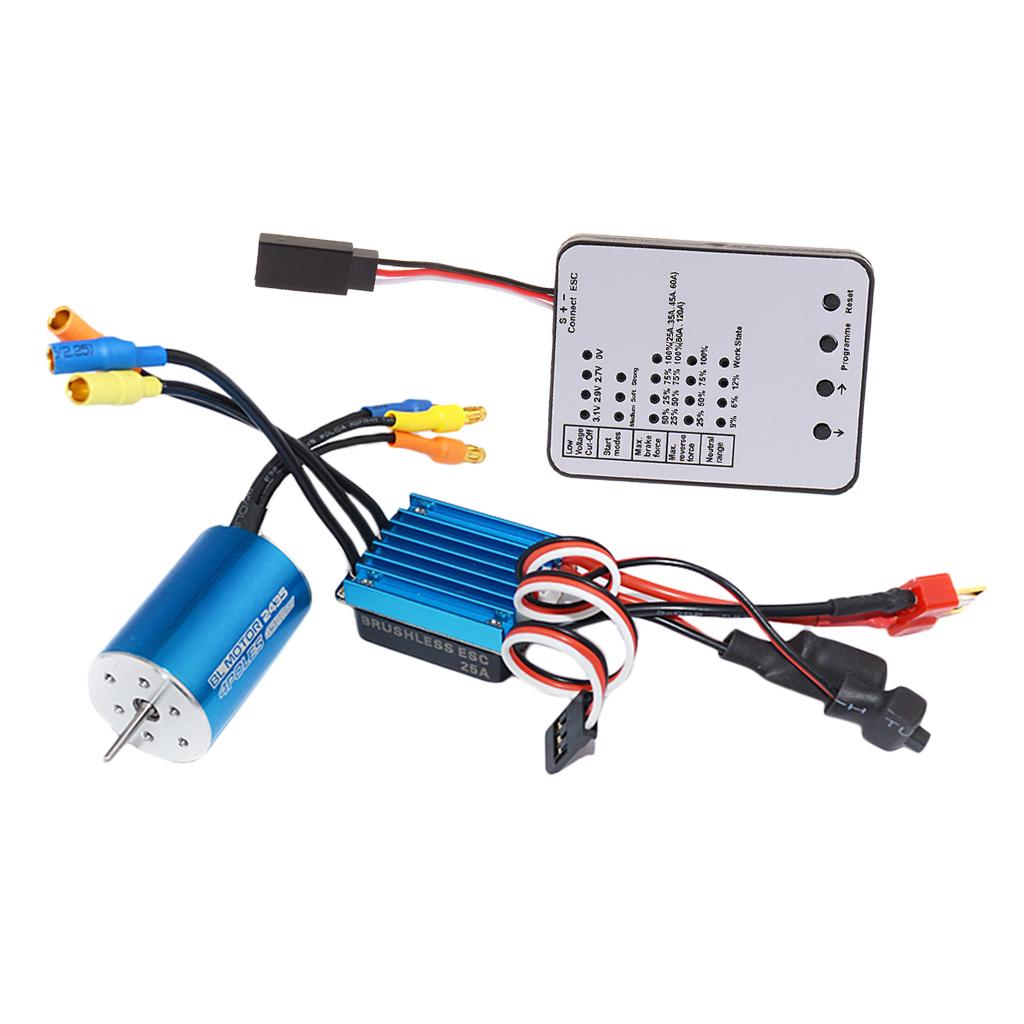 2435 4500KV Brushless Motor+25A ESC+LED Programing Card for 1/16 1/18 RC Car