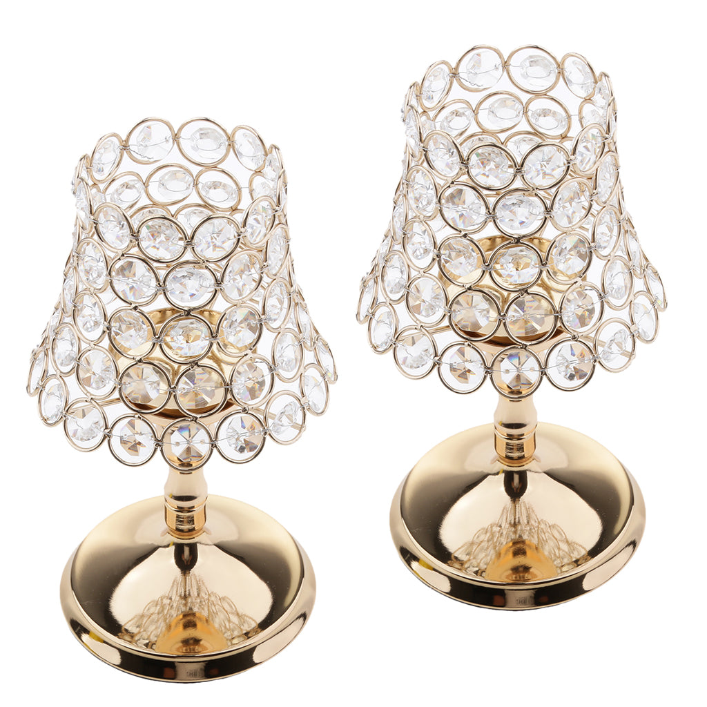 2 Pieces Bling Crystal Votive Tealight Candle Holders Wedding Centerpieces