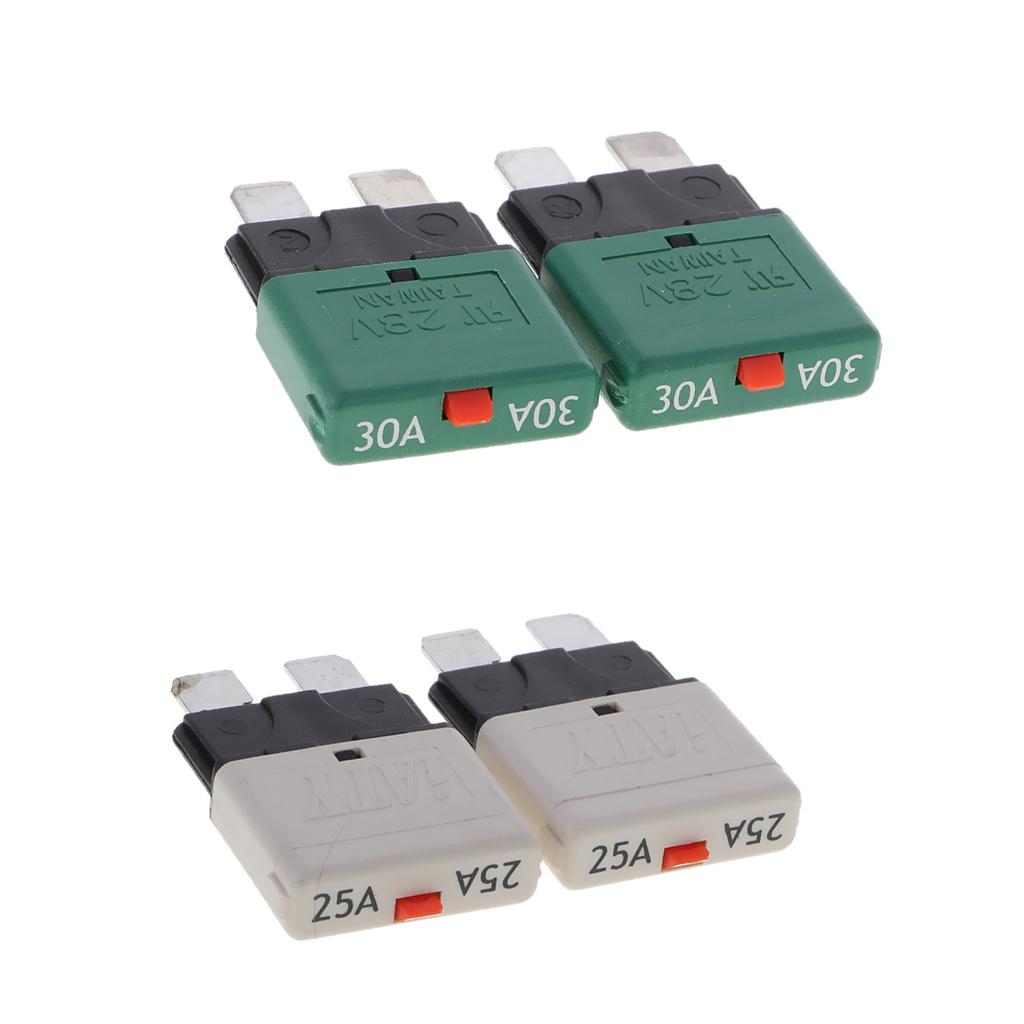 4Pcs 28V 25A+30A Auto Car Truck Boat Mini Blade Fuses Manual Circuit Breaker
