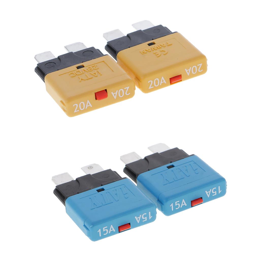 4Pcs 28V 15A+20A Auto Car Truck Boat Mini Blade Fuses Manual Circuit Breaker