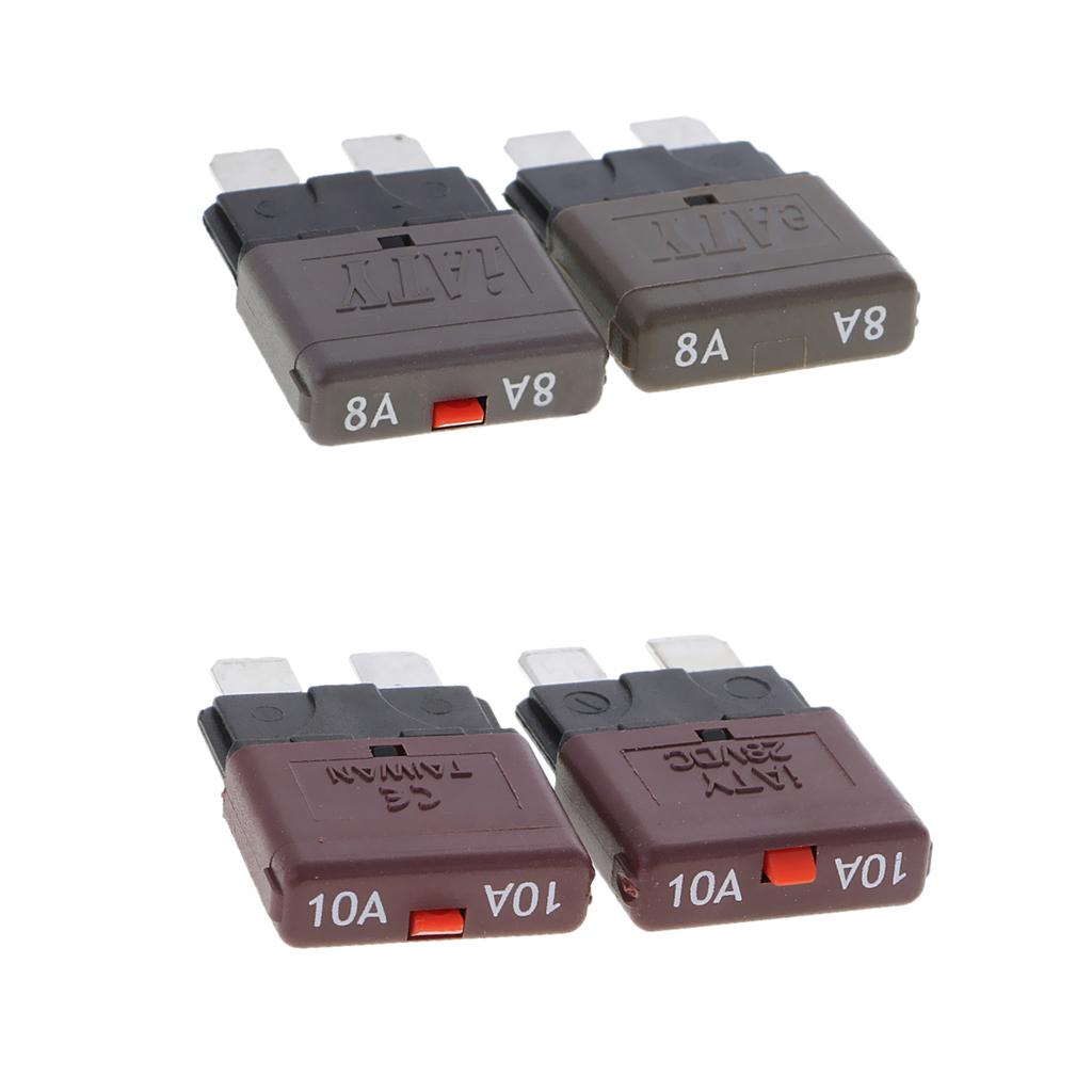 4Pcs 28V 8A+10A Auto Car Truck Boat Mini Blade Fuses Manual Circuit Breaker