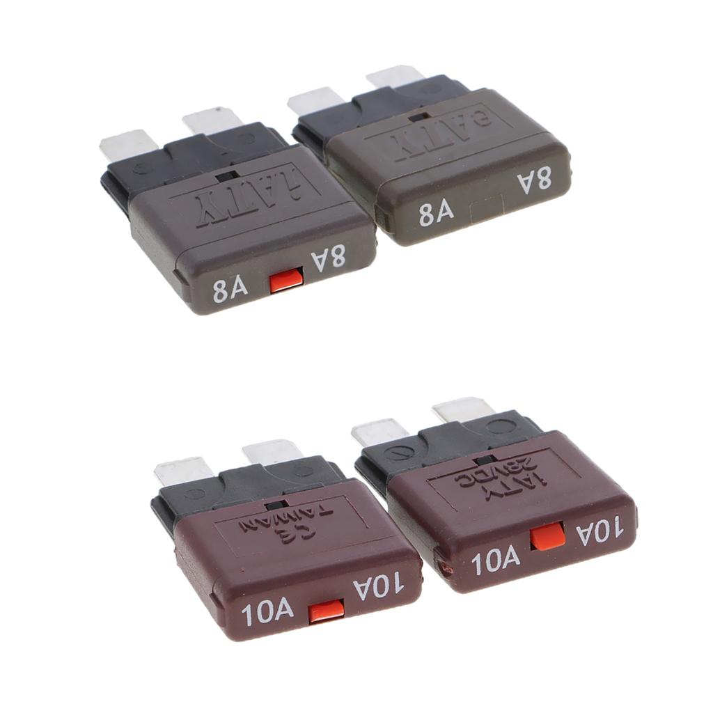 4Pcs 28V 8A+10A Auto Car Truck Boat Mini Blade Fuses Manual Circuit Breaker