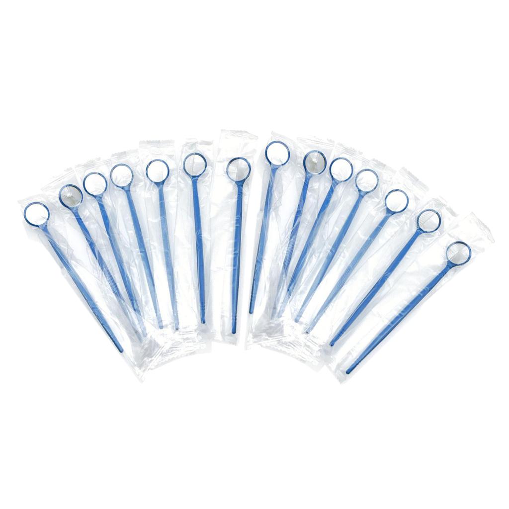 200 Pieces Dental Disposable Mouth Exam Mirrors Plastic Instruments Blue