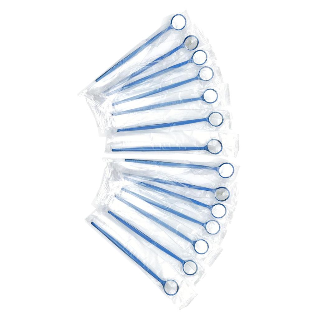200 Pieces Dental Disposable Mouth Exam Mirrors Plastic Instruments Blue