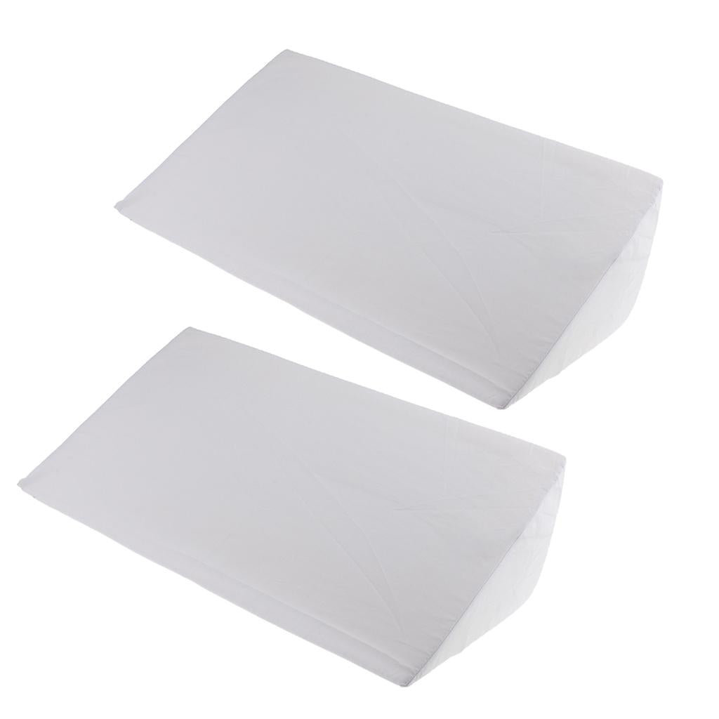 2 Pieces Foam Bed Wedge Pillow Cushion Washable Cover White
