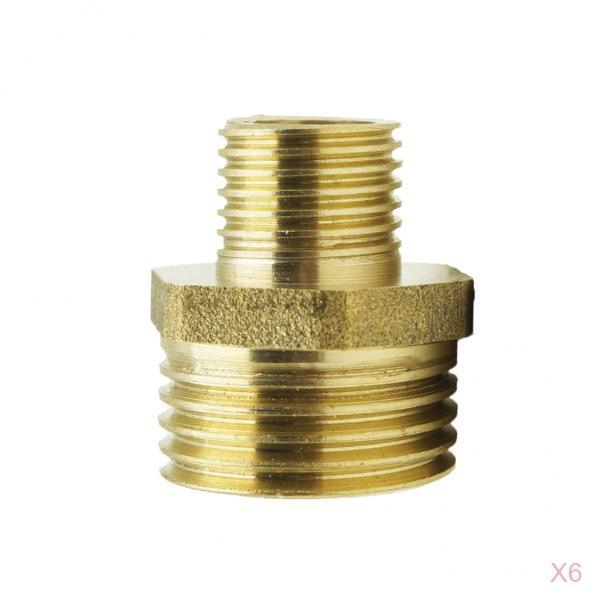 6x Brass Barbed Double-Headed Hex Bushing Fitting Connector Adapter 1/4-1/8