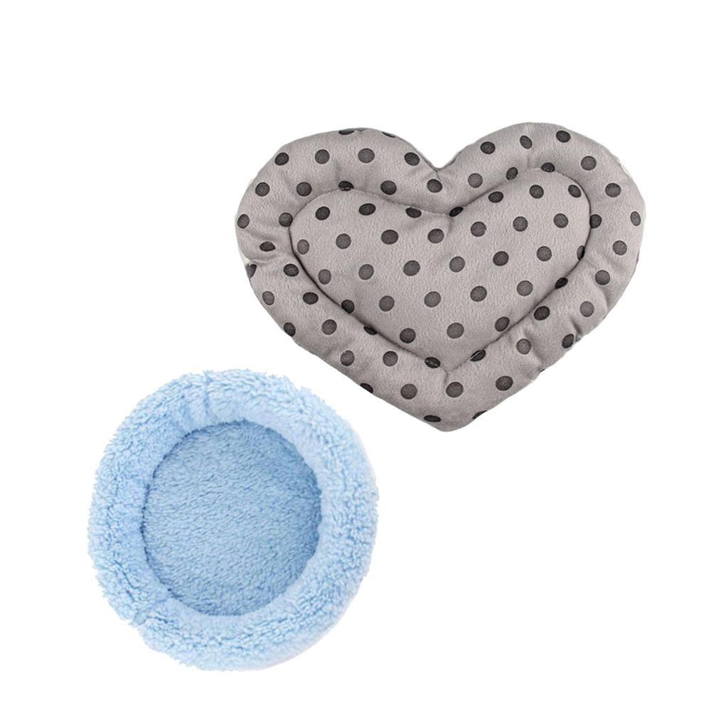 2 Piece Rat Hamster Bed Mat Pet Guinea Pig Ferret House Blue Bed Gray Mat