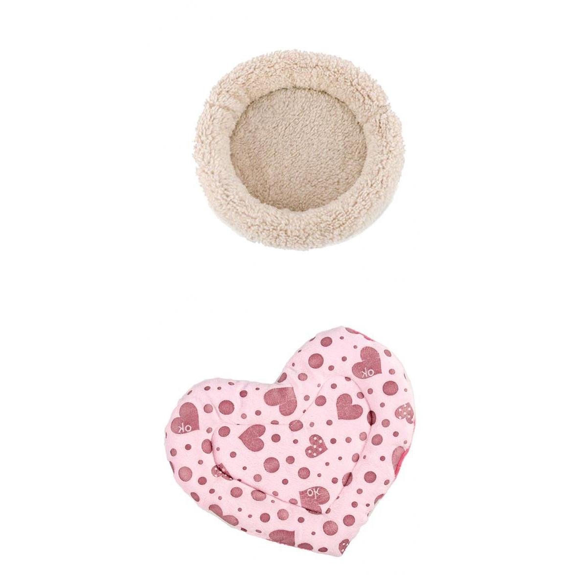 2 Piece Rat Hamster Bed Mat Pet Guinea Pig Ferret House Cream Bed Pink Mat