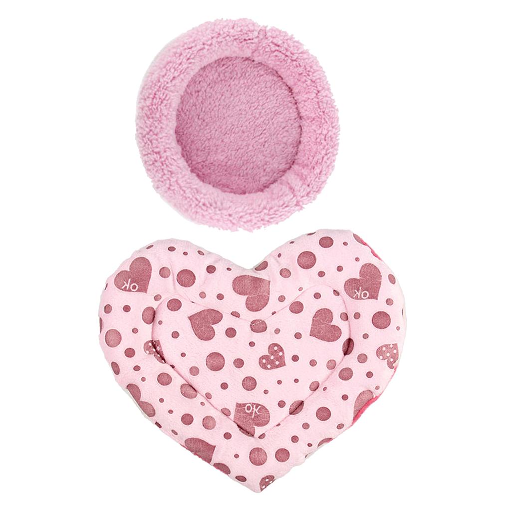 2 Piece Rat Hamster Bed Mat Pet Guinea Pig Ferret House Pink Bed Pink Mat
