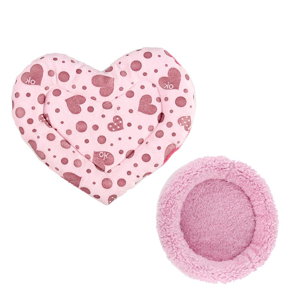 2 Piece Rat Hamster Bed Mat Pet Guinea Pig Ferret House Pink Bed Pink Mat
