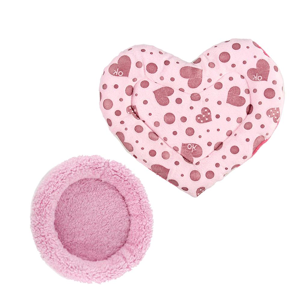 2 Piece Rat Hamster Bed Mat Pet Guinea Pig Ferret House Pink Bed Pink Mat