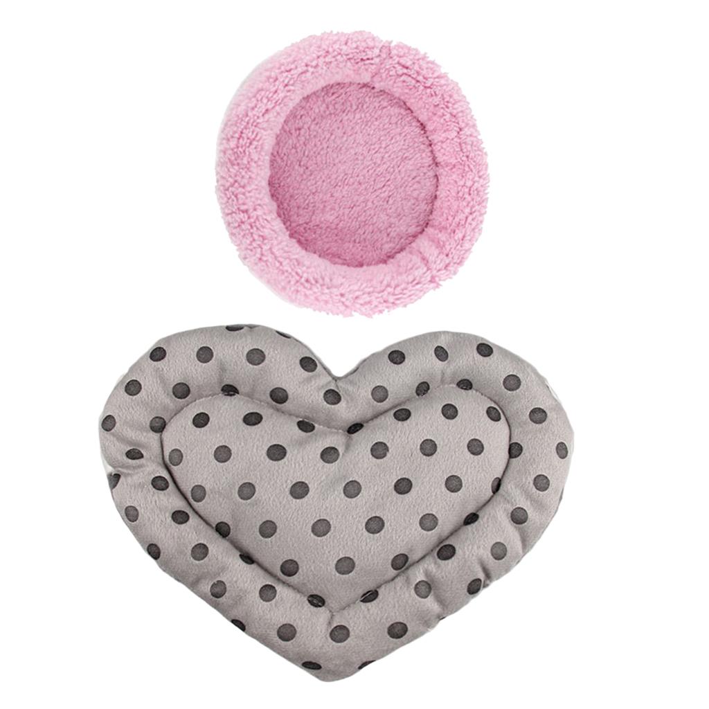 2 Piece Rat Hamster Bed Mat Pet Guinea Pig Ferret House Pink Bed Grey Mat