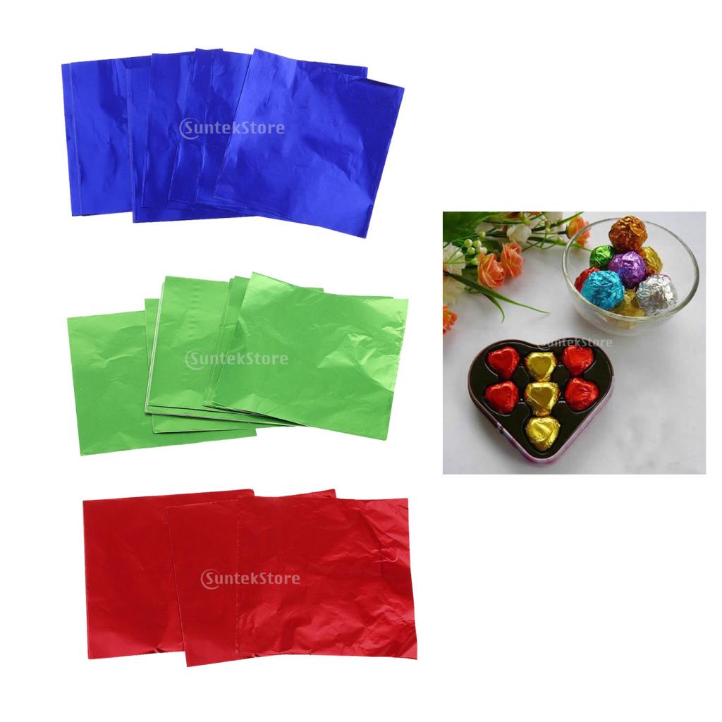 300 Pieces 8x8cm Chocolate Sweets Foil Wrappers DIY Package Candy Papers