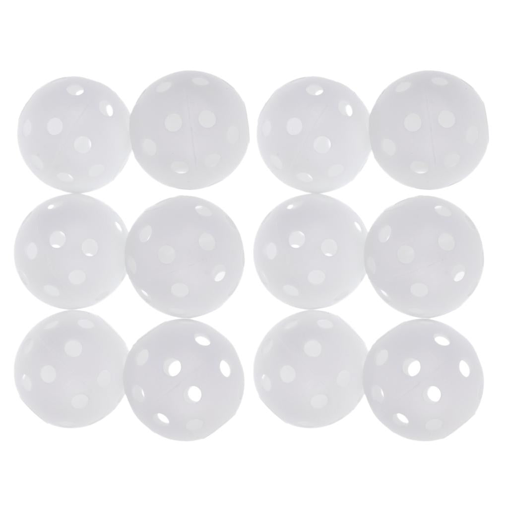 12 Pieces Hollow Perforated Plastic Practice Balls for Golf Tennis Training