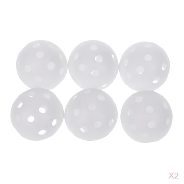12 Pieces Hollow Perforated Plastic Practice Balls for Golf Tennis Training