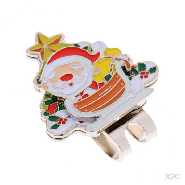 20 Pieces Santa Claus Cap Visor Clip Magnetic Hat Clip Golf Ball Marker Gift
