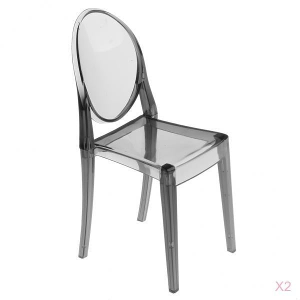 2 Pieces 1/6 Plastic Dining Chair Furniture for Girl Doll Gray Chair