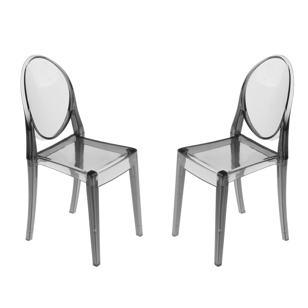 2 Pieces 1/6 Plastic Dining Chair Furniture for Girl Doll Gray Chair