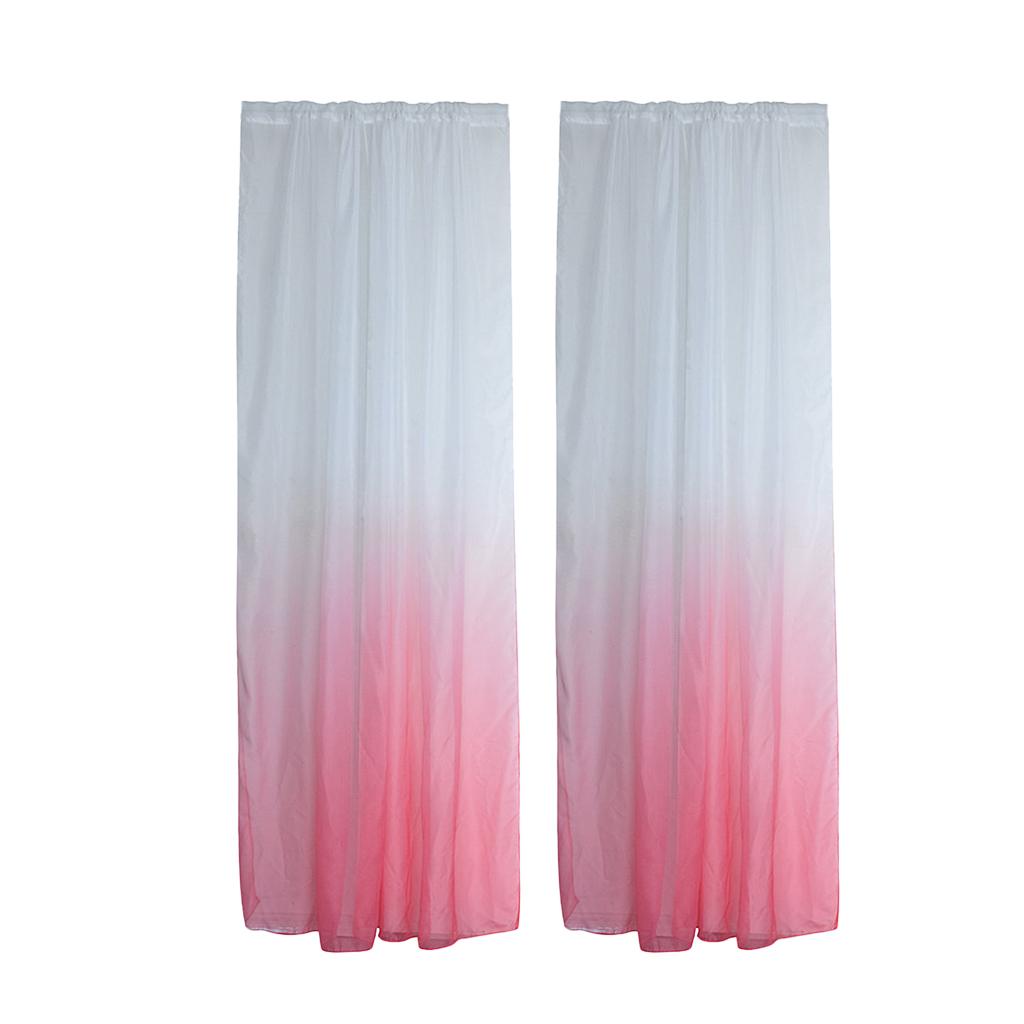 2Pcs Window Tulle Voile Gradient Color Curtain Panel 100*200cm Pink