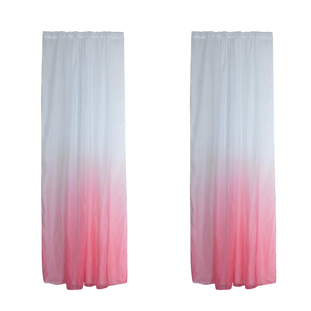 2Pcs Window Tulle Voile Gradient Color Curtain Panel 100*200cm Pink