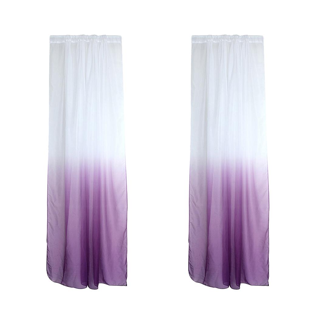 2Pcs Window Tulle Voile Gradient Color Curtain Panel 100*200cm Purple