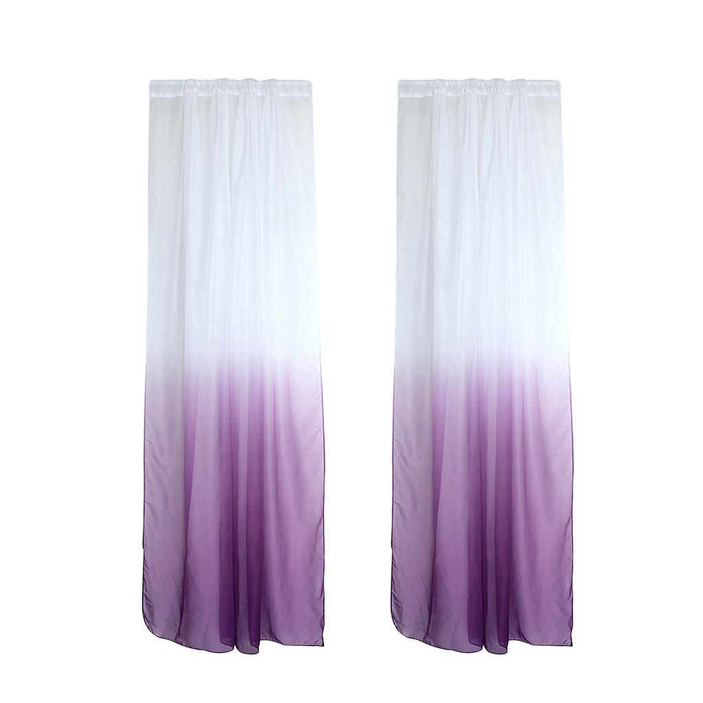 2Pcs Window Tulle Voile Gradient Color Curtain Panel 100*200cm Purple